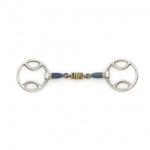 Centaur Blue Steel Loop Ring Gag w/ Brass Rollers