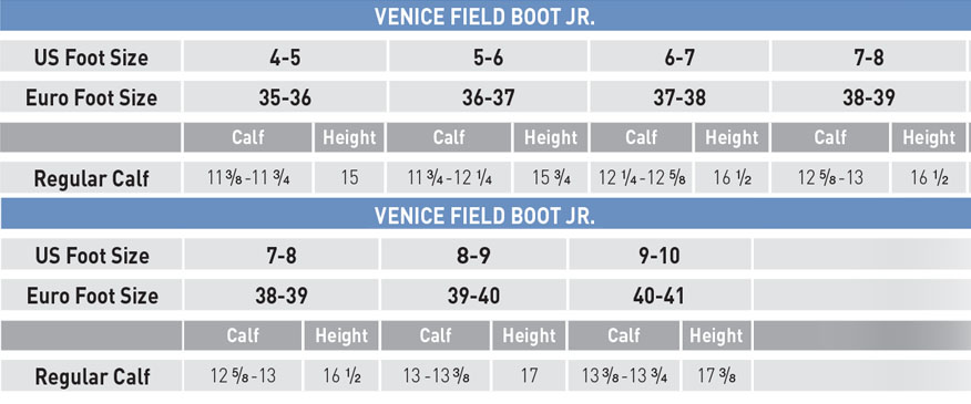 Mountain Horse High Rider Boots Size Chart