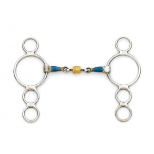 Centaur Blue Steel 3-Ring Gag w/ Loose Brass Roller Disks