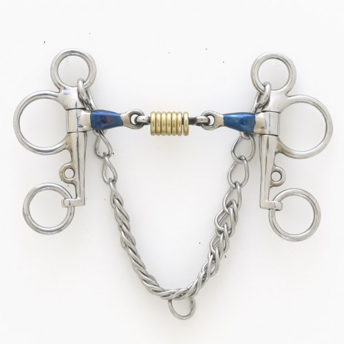 CS  Blue Alloy Tom Thumb with Brass Alloy Rollers  Horse Bit 5.0"  125mm NEW 